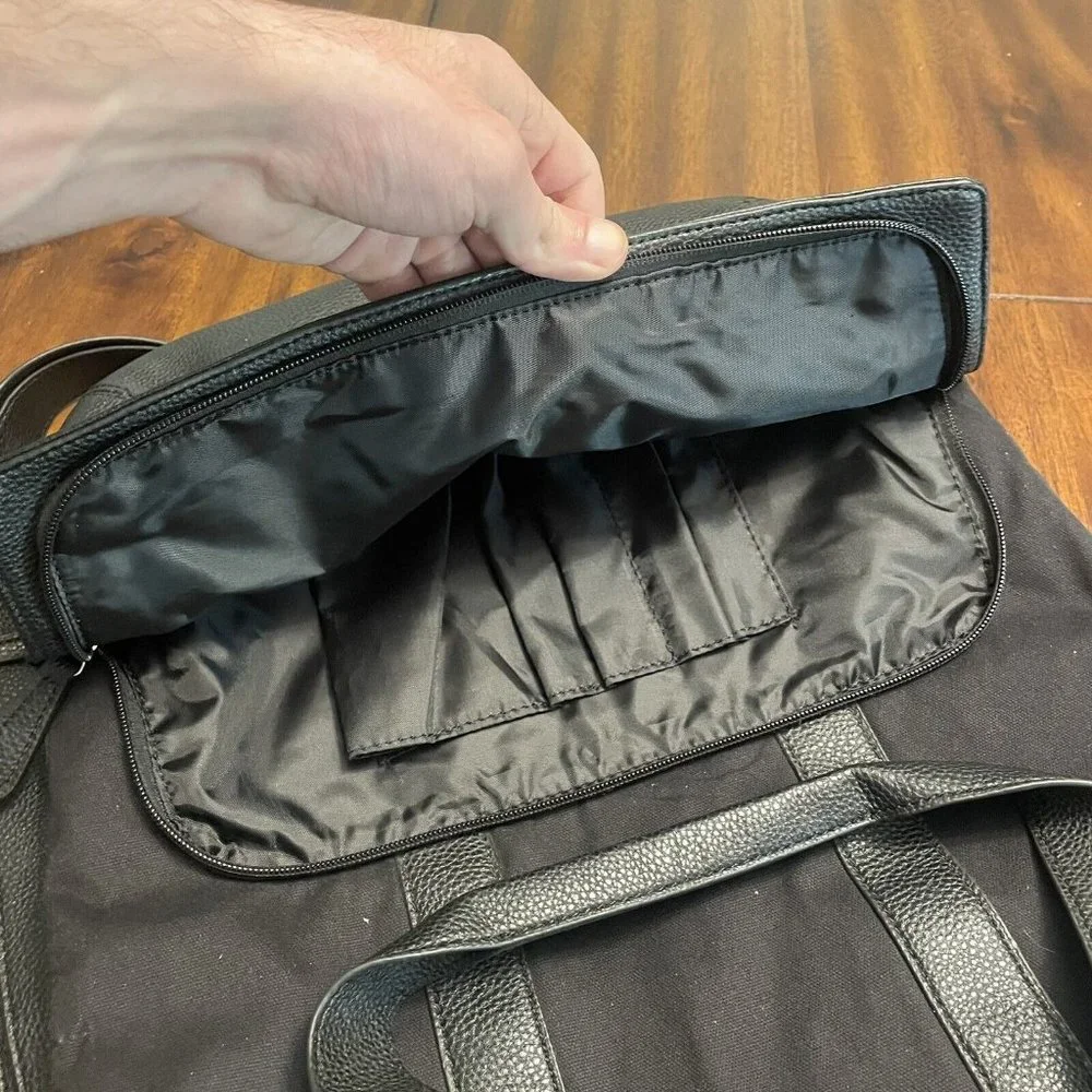 Jaanuu Black Leather Nursing Backpack